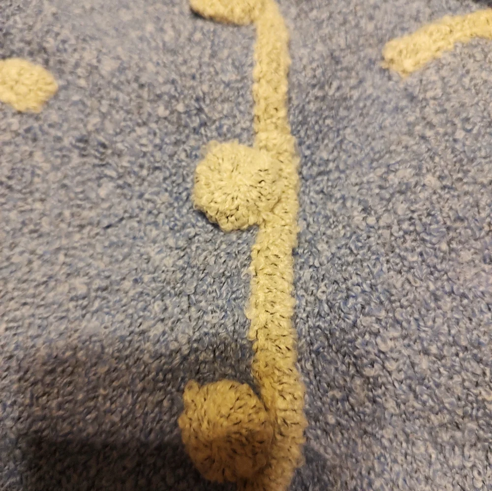 🔹🪻🔹Divine Vtg French Blue Periwinkle & Cream Plush Boucle Sweater Blazer - M - Picture 10 of 14